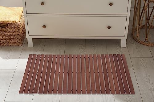 Bath Mat Bathroom Rugs Floor Wood Shower Bathtub Waterproof Non Slip Walnut Accessories 16x24 Inch Easy to Clean, 2 pcs - Image 5