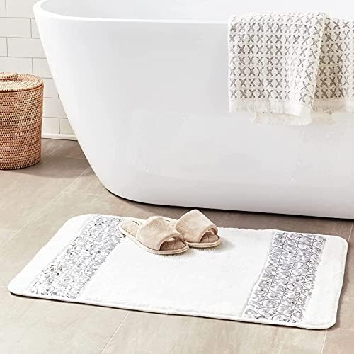 Zahari Home Sinatra Modern Bathroom Rug Classic Luxury Bath Rug Contemporary Decor Stylish Bath Mat for Shower Unique Design White Bathroom Rug Bath Shower Tub Decor Bling - Image 3