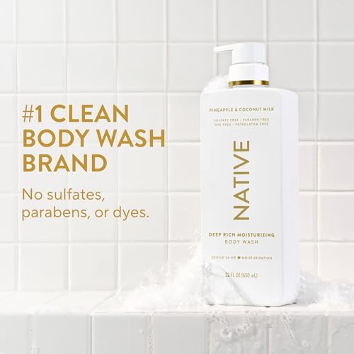 Native Moisturizing Body Wash, Clean & Gentle 24-Hour Hydration with Shea Butter, for Sensitive & Dry Skin, for Women & Men, Sulfate-free, Paraben-free, Pineapple & Coconut Milk, 22 Fl Oz (Pack of 6) - Image 2