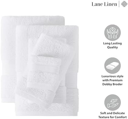 LANE LINEN Bath Towel Set 100% Cotton 3 Piece Soft Absorbent - White - Image 6