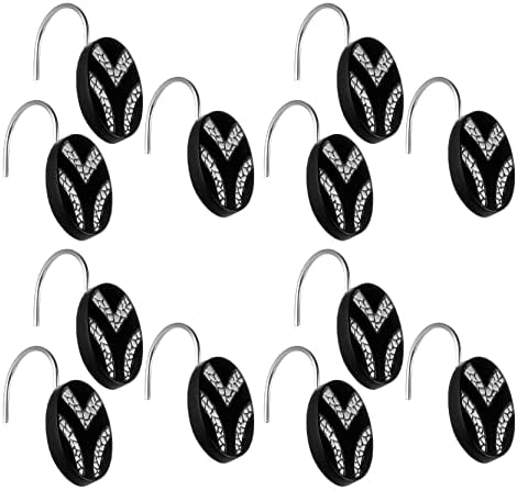 Zahari Home 13pc Sinatra Bathroom Shower Curtain Set Classic Shower Curtain & 12 Shower Curtain Hooks Luxury Fabric Shower Curtain Unique Design Bling Black Shower Curtain Set - Image 5
