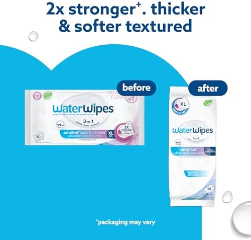 WaterWipes Sensitive Whole Body Cleansing Wipes, 99.9% Purified Water, XL Textured Wipes, Incontinence Care, Fragrance Free, 720 Count - Image 2