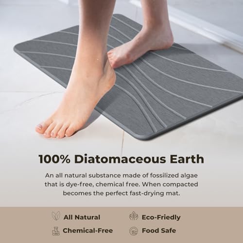 TOSORO - Stone Bath Mat Diatomaceous Earth Shower Mat Non-Slip Super Absorbent Diatomite Stone Bath Mats for Bathroom Floor Quick Drying Natural Easy to Clean (23.5 x 15) - Graphite - Image 4