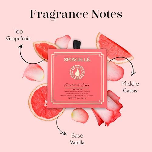 Spongellé Grapefruit Cassis Wild Flower Bath Sponge with Box for Mothers Day Gift | Built-in Body Wash & Body Scrubber, Shower Loofah Sponge for Women | 14+ uses - Image 3