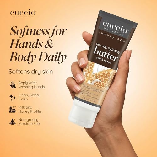 Cuccio Naturale Luxury Spa Hydration Essentials Set - Provides Nourishing Hydration - Soothes And Softens The Skin - Delivers A Relaxing Feeling - Milk And Honey - 2 Pc Body Butter And Cuticle Oil - Image 3