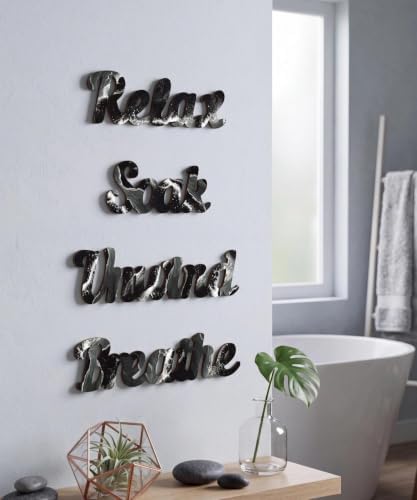 Putuo Decor 4PCS MDF Bathroom Wall Decor Relax Soak Unwind Breathe Signs, Black White Marble Spa Wall Art Set for Bathroom Bedroom Laundry Room Yoga Room Home Gift - Image 5