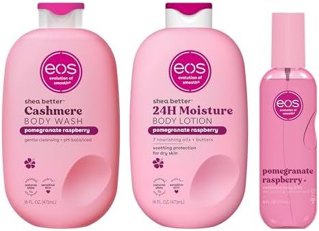 eos Essentials Bundle - Body Wash, Body Mist, Body Lotion - Pomegranate Raspberry by eosproducts