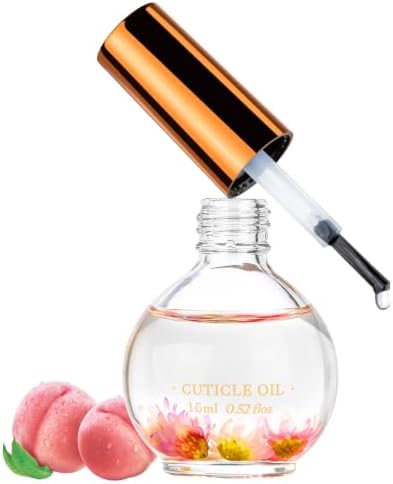 JIASHENG Cuticle Oil, Peach Cuticle Nail Oil Infused with Real Flowers 15ml by JiashengDirect