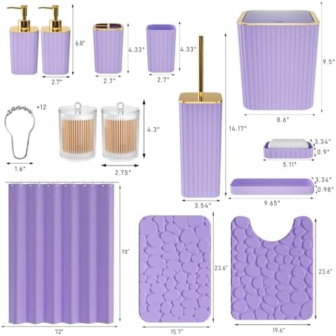 XLHOMO Bathroom Accessory Set - Bathroom Sets with Shower Curtain and Rugs - Image 3