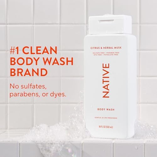 Native Clean Body Wash, Gentle & pH-balanced - Sensitive Skin, 24-Hr Freshness for Men & Women, Vegan & Cruelty-Free, Free of Sulfates & Parabens, Citrus & Herbal Musk, 18 fl oz, 18 Fl Oz (Pack of 6) - Image 2