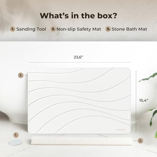 TOSORO - Stone Bath Mat Diatomaceous Earth Shower Mat Non-Slip Super Absorbent Diatomite Stone Bath Mats for Bathroom Floor Quick Drying Natural Easy to Clean (23.5 x 15) - Sandstone - Image 6