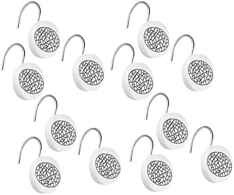 Zahari Home Sinatra Bathroom Shower Curtain Set - 13pc Classic White Shower Curtain & Hooks - Unique Design - Image 6