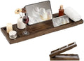 Teak Bathtub Tray, Expandable Bath Tray for Tub 28–40in, Foldable Bath Caddy with Wine Holder, Phone & Tablet Stand, Wooden Bathtub Organizer, Luxury Spa Bathroom Accessories Gift - Dark Walnut Finish by FunMemories