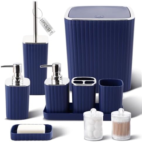 XLHOMO Bathroom Accessories Set - Gorgeous Blue Bathroom Set, 10PC by BetterbathroomwithXLHOME