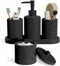 Clara Clark Bathroom Set - Black Bathroom Accessories Set, 5PC Bathroom Accessory Set, Bathroom Sets with Soap Dispenser, Toothbrush Holder, Tumbler, Cotton Swab Jar & Vanity Tray by ClaraClark