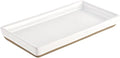 Sweet Water Decor Stoneware Tray for Home - White | Kitchen and Bathroom Dispenser Holder | Jewelry Dish | Glass Soap Holder for Bottles | Long Plate for Counter Tops | Vanity Décor