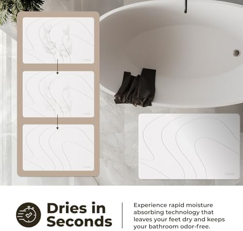 TOSORO - Stone Bath Mat Diatomaceous Earth Shower Mat Non-Slip Super Absorbent Diatomite Stone Bath Mats for Bathroom Floor Quick Drying Natural Easy to Clean (23.5 x 15) - Sandstone - Image 3