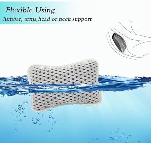 Bath Pillows for tub,Home Spa Pillows for Bathtub, Hot Tub,Head and Neck Support with 2 Strong Suction Cups,Grey - Image 3