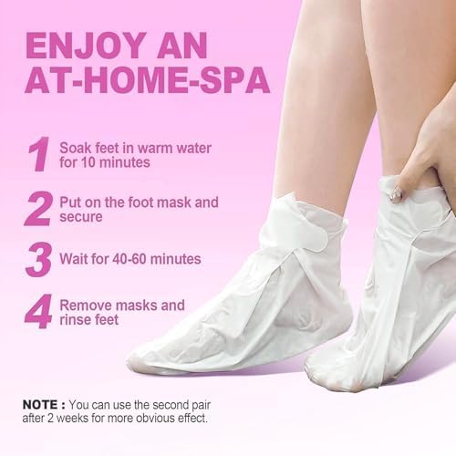 5Packs Foot Mask with Niacinamide, Deep Hydration Foot for Dry Cracked Skin, Nourishing Care with Shea Butter & Vitamin E, SPA at Home, 6.3oz - Image 5