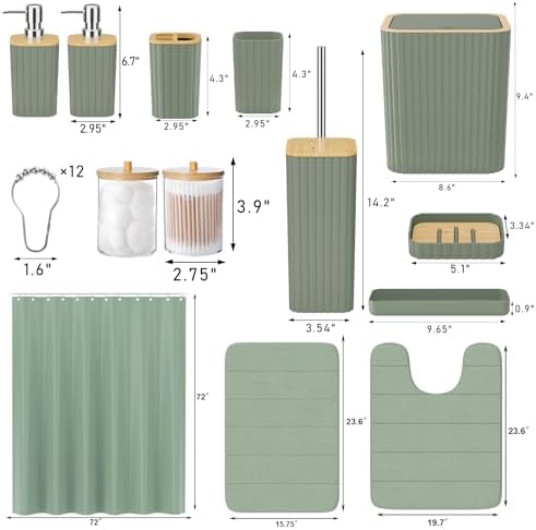 XLHOMO Bathroom Set - 25PC Sage Green Bathroom Set, Bathroom Accessory Set - Image 3