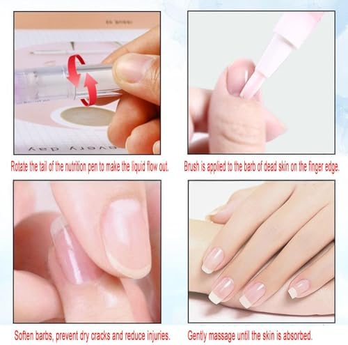 Moily 5 Pack Premium Cuticle Oil Pens Nail Care Kit For Women Moisturize Repair Brittle Nails Professional Manicure Tools Strawberry One Size - Image 6