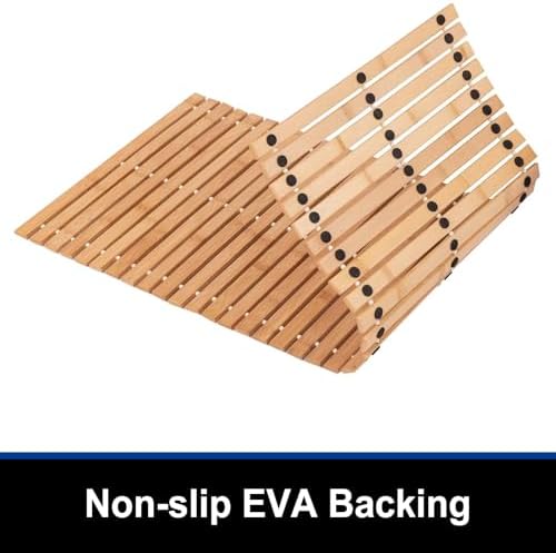Bath Mat Bathroom Runner Long Large Rugs Floor Wood Shower Bathtub Waterproof Non Slip Accessories 16x34 Inch Easy to Clean, Natural, 1 pc - Image 3