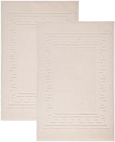 Superior Heavyweight Cotton Bath Mats, Bath Rugs For Bathroom Accessories, Washable Rug For Shower, Bath, Toilet, Modern Decor, No Backing, Luxury Hotel And Spa Quality, Set of 2, 22" x 35", Ivory by SUPERIOR