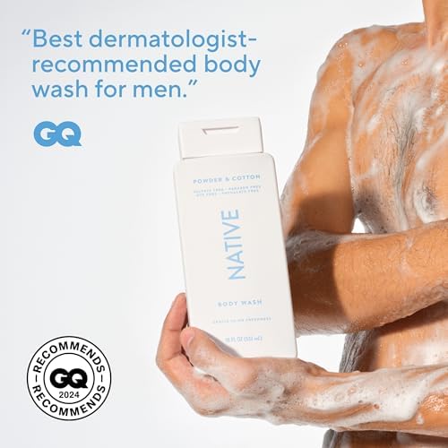 Native Clean Body Wash, Gentle & pH-balanced for Sensitive Skin, 24-Hr Freshness for Men & Women, Vegan & Cruelty-Free, Free of Sulfates & Parabens, Powder & Cotton, 18 fl oz - Image 6