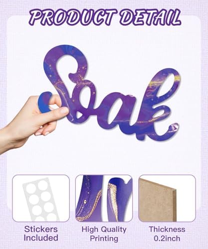 Putuo Decor Purple Bathroom Decor,Modern Purple Style Wall Art, Relax Soak Unwind Breathe Bathroom Accessories for Bedroom Living Room Kitchen - Image 3