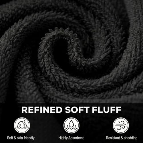 Utopia Towels 12 Pack Washcloths, 12x12 in, 100% Cotton, Black - Image 3