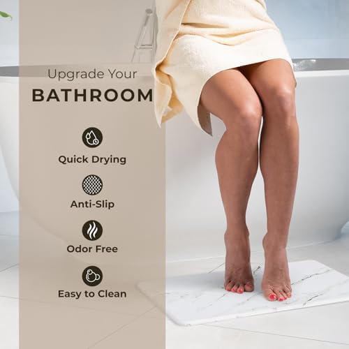 TOSORO - Stone Bath Mat Diatomaceous Earth Shower Mat Non-Slip Super Absorbent Diatomite Stone Bath Mats for Bathroom Floor Quick Drying Natural Easy to Clean (23.5 x 15) - Sandstone, 2pcs - Image 2