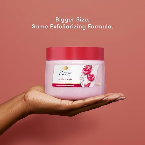 Dove Cherry & Chia Milk Body Scrub Exfoliates and Deeply Nourishes 15 oz - Image 4