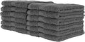 QUBA LINEN 100% Cotton Washcloth Set – Soft, Absorbent Face Towels for Bathroom & Gym Use – Durable, Reusable & Machine Washable Wash Cloths - Gray Color, 12x12 Inches, Pack of 12