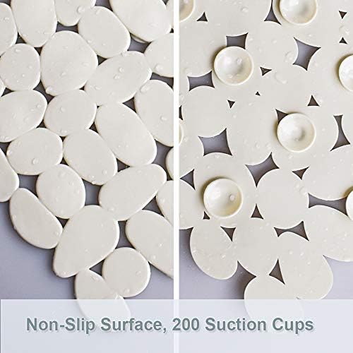 Pebble Shower Mat for Bathtub Non Slip Mat 35"X16" with Suction Cups,Beige - Image 2