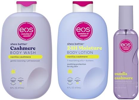 eos Essentials Bundle - Body Wash, Body Mist, Body Lotion - Vanilla Cashmere by eosproducts