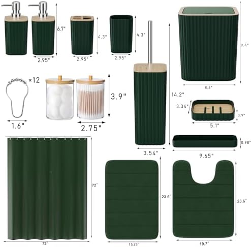 XLHOMO Bathroom Set - Green Bathroom Set with Shower Curtain and Rugs - Image 4