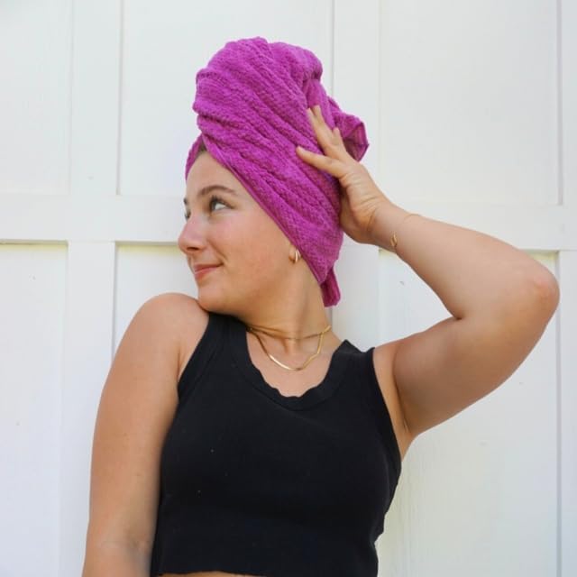 Volo Hero Hair Towel – Ultra Soft Nanoweave™ Microfiber, Super Absorbent Quick Dry, Reduces Dry Time 50%, Anti-Frizz & Breakage, Secure Snug Strap, Large Wrap for All Hair Types - Orchid