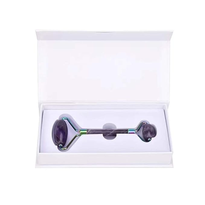 Jade Roller, Face Roller, Facial Beauty Roller Skin Care Tools, Quartz Massager for Face, Eyes, Neck, Body Muscle Relaxing and Relieve Fine Lines and Wrinkles (Purple)