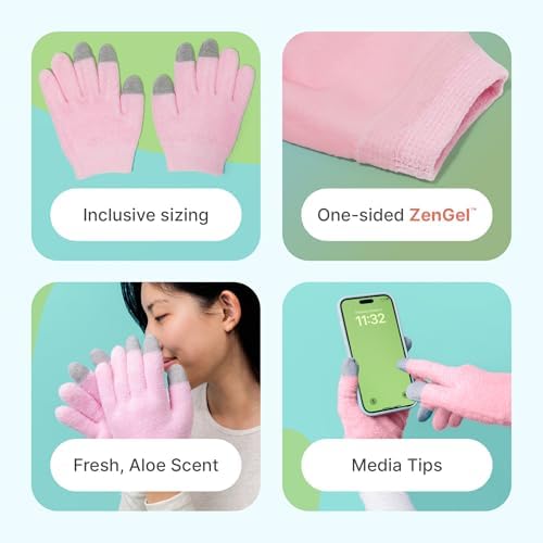 ZenToes Moisturizing Gloves for Dry Hands, Media Tips, Fuzzy, 1 Pair - Image 3