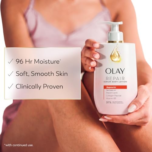 Olay Regenerist Body Lotion for Women, 96HR Moisture, Lightweight Skin Texture Care, with Niacinamide & Collagen Peptide, Free of Parabens & Phthalates, Vanilla Orchid & Pear Nectar Scent, 17 fl oz - Image 2