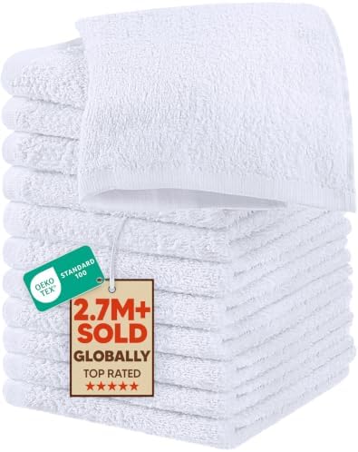 Utopia Towels 12 Pack Washcloths, 12x12 in, 100% Cotton, White by UTOPIATOWELS