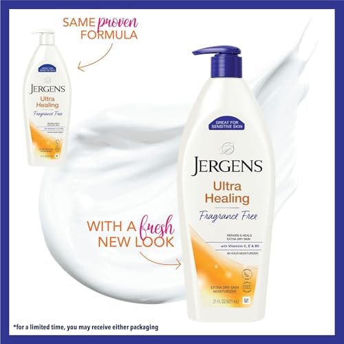 Jergens Ultra Healing Dry Skin Lotion, Hand and Body Moisturizer for Quick Absorption into Extra Dry Skin with Hydralucence Blend, Vitamins C, E and B5, White, 21 Fl Oz (Pack of 4) - Image 3
