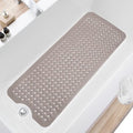 TEESHLY Bath Tub and Shower Mats, Non Slip 40 x 16 Inch Extra Long Bathtub Mat, Machine Washable Bathmat with Drain Holes, Suction Cups for Bathroom Floor, Tan by TEESHLY