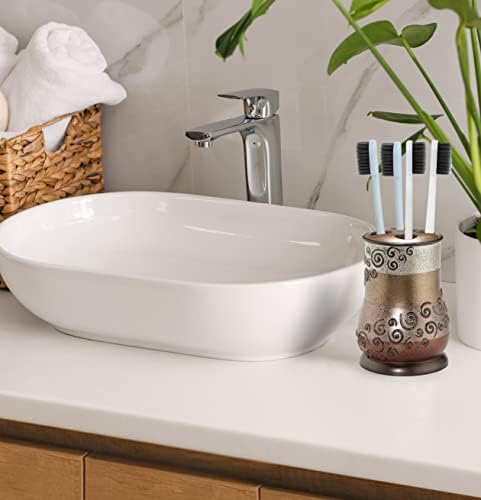 Zahari Home 4pc Miramar Bathroom Accessories Sets Lotion Pump, Tumbler, Tooth Brush Holder and Soap Dish Unique Design Multi Color Bathroom Set - Image 4
