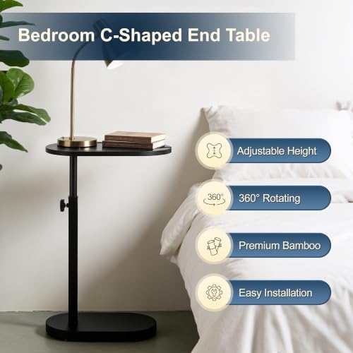 Bamboo Bathtub Side Table, Height Adjustable Bath Caddy Tray - Image 5