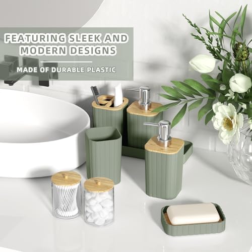 XLHOMO Bathroom Accessories Set - 10PC Elegant Sage Green Bathroom Set - Image 4