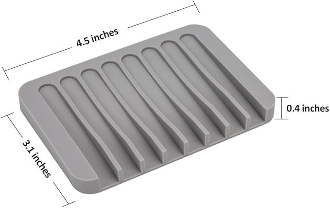 4PCS Silicone Soap Dishes for Shower, Upgrade Self-Draining Bar Soap Holder, Premium Sponge Holder for Sink, Kitchen, Bathroom, or Counter, Easy Clean, Can Extend Soap Life (White & Gray)