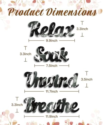 Putuo Decor 4PCS MDF Bathroom Wall Decor Relax Soak Unwind Breathe Signs, Black White Marble Spa Wall Art Set for Bathroom Bedroom Laundry Room Yoga Room Home Gift - Image 2