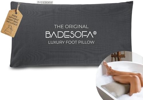 BADESOFA® Luxury Bathtub Pillow for Feet in Charcoal, Quick-Drying by BADESOFA