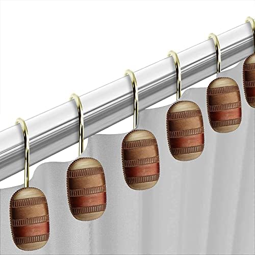 Zahari Home 13pc Contempo Bathroom Shower Curtain Sets Luxury Classic Shower Curtain & 12 Shower Curtain Hooks Contemporary Fabric Shower Curtain Unique Design Stylish Striped Shower Curtain Set - Image 5
